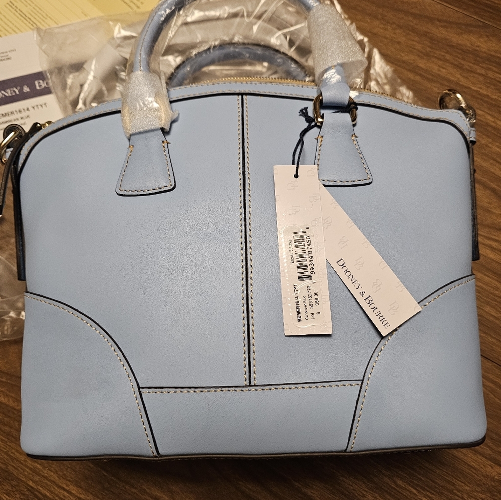 Dooney & Bourke Carribean  Blue Large Domed Satchel  Handbag - Picture 3 of 9